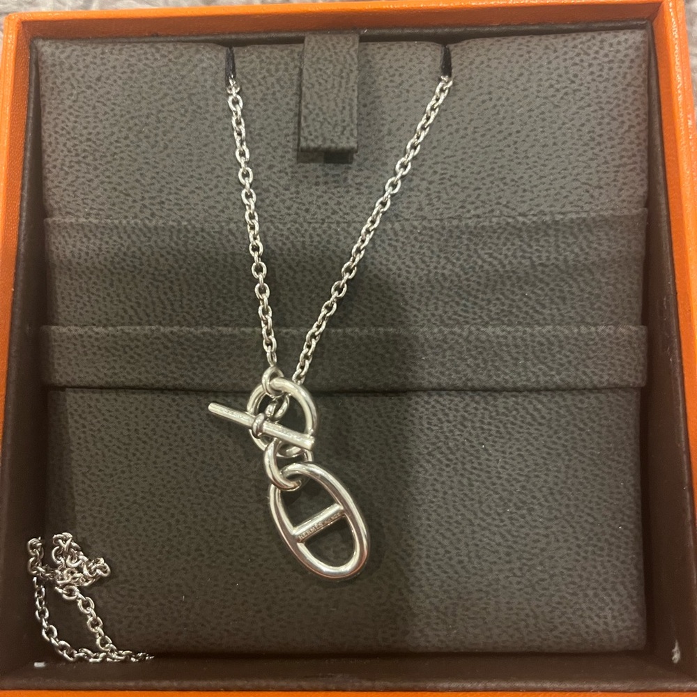 Hermes silver necklace
